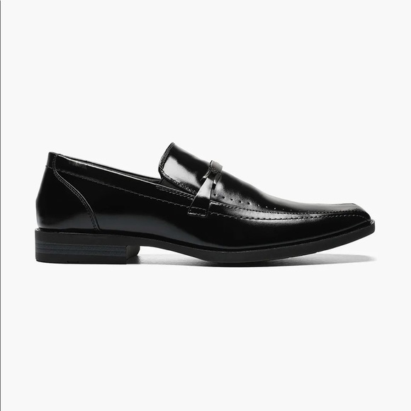 Stacy Adams Mens Cade Bike Toe Slip On Black Dress Shoes 7 - Picture 2 of 10